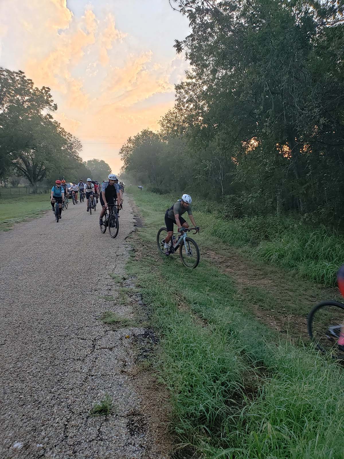 Group of charity ride participants on their bikes